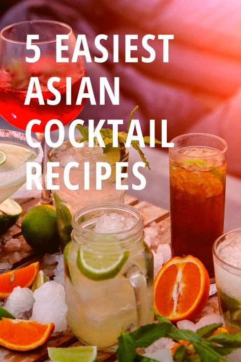 5 easiest asian cocktail recipes, colorful glasses Asian Punch Recipe, Asian Drink Recipes, Chinese New Year Drink Ideas, Thai Cocktail Recipes, Chinese Drinks Alcohol, Chinese New Year Drinks, Hibachi Party Drinks, Vietnamese Cocktail Recipes, Chinese New Year Cocktails