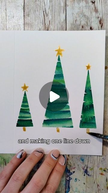 Lacey Walker on Instagram: "Watercolor Holiday Cards🌲 edition! If you have a lot of cards to make and just a little time here are 3 quick and easy ideas!  #watercolor #beginnerwatercolor #learnwatercolor #easywatercolor #easyart #funart #watercolorcards #holidaycards" Easy Card Painting Ideas, Quick Watercolor Christmas Cards, Watercolor Christmas Art For Kids, Diy Watercolor Cards Christmas, Easy Watercolor Christmas Cards Ideas, Watercolor Christmas Cards Easy, Watercolor Christmas Cards Diy Artwork, Watercolor Holiday Cards Easy, Christmas Cards Crafts For Kids