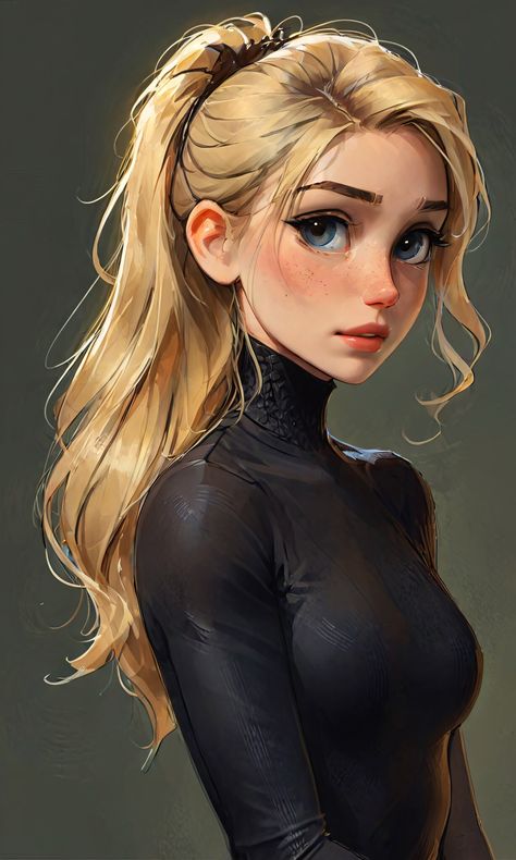 Deviant Art Girl, Digital Portrait Art Character Design, Character Inspo Art, Digital Portrait Art Beautiful, Girly Art Illustrations Style, Portrait Pose Reference, Character Design Face, Female Artwork Illustrations, Bust Pose