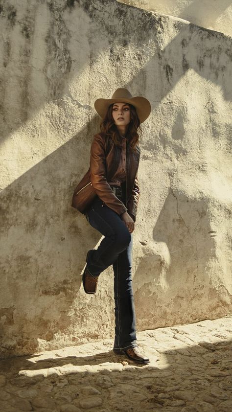 Outfit vaquero Outfit Rancho Mujer, Cowboy Outfits For Women Cowgirls, Outfit Botas Vaqueras, Ranchero Outfits Women, Ootd Vaquero, Vaquero Outfit, Outfit Vaqueros, Cowboy Outfits For Women, Yellowstone Outfits