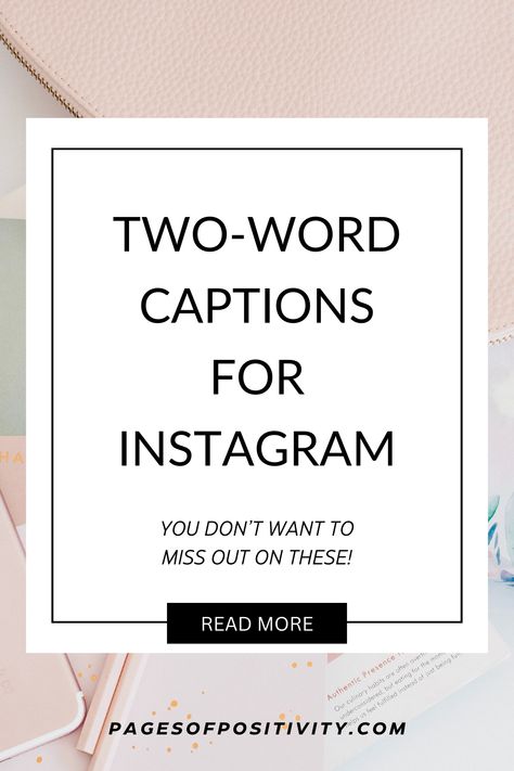 a pin that says in a large font Two-Word Captions for Instagram Funny Pov Captions For Instagram, Welcome Captions For Instagram, Og Captions For Instagram, Two Word Instagram Captions, Trending Instagram Captions, Short Slogans Quotes, Happy Captions Instagram Short, Core Memory Captions Instagram, Feeling Good Captions