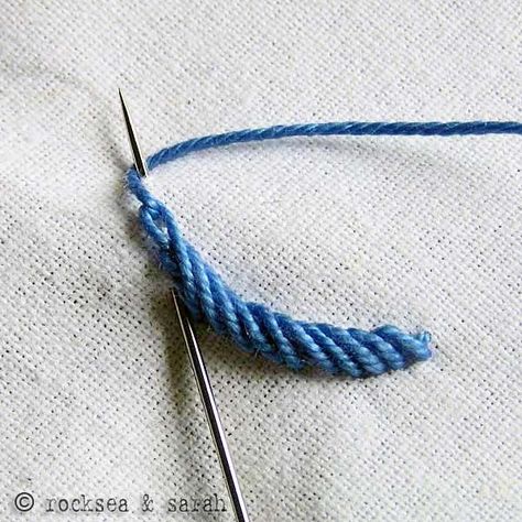 Rope Stitch, Basic Embroidery Stitches, Hand Embroidery Tutorial, Embroidery Stitches Tutorial, Pola Sulam, Brazilian Embroidery, Sewing Stitches, Japanese Embroidery, 자수 디자인