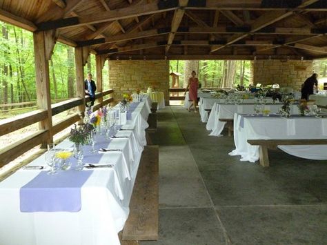 Pinned Image Picnic Reception Ideas, Picnic Shelter Wedding Reception, Pavilion Wedding Decorations, Picnic Table Wedding, Pavilion Wedding Reception, Picnic Pavilion, Wedding Picnic Reception, Park Wedding Reception, Picnic Shelter