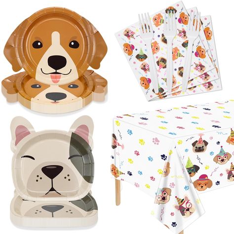 PRICES MAY VARY. What Will You Get: Our puppy party decorations included 40 x dog plate sets(20 x dinner plates, 9"/23cm; 20 dessert plates, 7"/30cm), 20 x napkins(12.9"/33cm), 1 x puppy theme tablecloth (51x86"/130x220cm), 20 x black forks. Exquisite Puppy Paw Style Design: These dog party decorations feature a variety of different categories of puppy patterns, the vibrant and bright colors add a touch of joy and liveliness to any occasion, making it a memorable and entertaining experience for Doggy Birthday Party Games, Kids Puppy Birthday Party Games, Dog Theme Candy Table, Kids Puppy Party Games, Kids Dog Party Games, Puppy Dog Themed Birthday Party, Puppy Party Decorations, Puppy Party Theme, Dog Themed Birthday