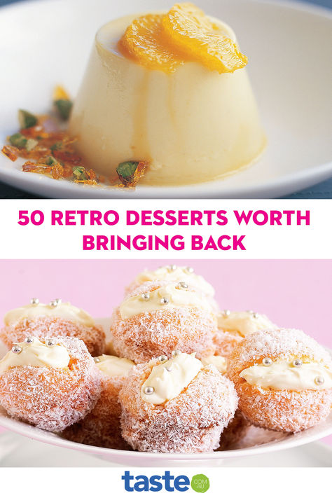 Remember a time when thumbrint cookies, jelly cupcakes and swiss rolls ruled your dessert table? These old-school sweets and treats are making a comeback – and we’re leading the charge. Old School Baking Recipes, 1960s Desserts, Old School Puddings, Jelly Cupcakes, Swiss Rolls, Retro Desserts, Low Fat Desserts, Baking Treats, Cold Desserts