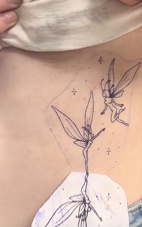 Small Faerie Tattoo, Fairy Tattoo Placement, Pixie Tattoo Fairy, Fairy Dust Tattoo, Fairy Tattoo Designs Unique, Nymph Tattoo, Faerie Tattoo, Pixie Tattoo, Basic Tattoos