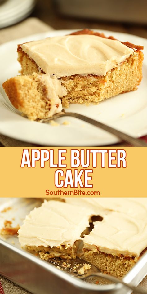 This recipe for my easy Apple Butter Cake combines moist, tender cake with the simple flavors of cinnamon and apple butter into a dessert that's perfect for fall. Apple Butter Cake Recipe, Recipe For Apple Butter, Easy Apple Butter, Apple Butter Cake, Baking Power, Vintage Sweets, Apple Butter Recipe, Southern Plate, Sheet Cakes