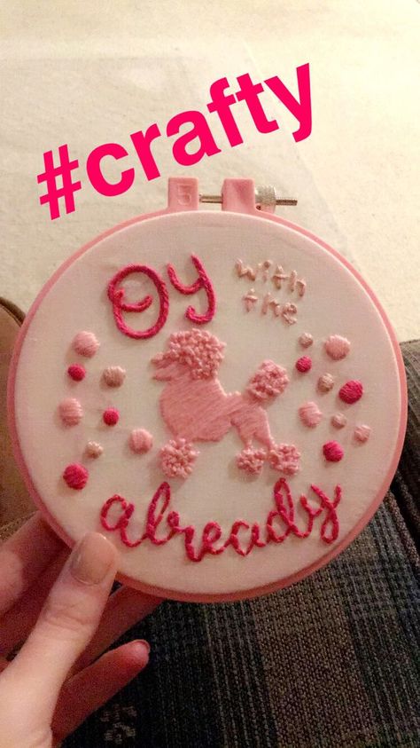 Gilmore Girls Embroidery, Oy With The Poodles Already, Oy With The Poodles, Girls Vibes, Digital Embroidery Patterns, Pink Embroidery, Pink Poodle, Summer Projects, Diy Stuff