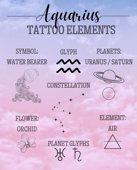 20 Unique Aquarius Tattoo Ideas | YourTango Celestial Aquarius Tattoo, Aquarius Constellation Piercing, Capricorn Aquarius Tattoo, Moon And Aquarius Tattoo, Aquarius Small Tattoo Ideas, June Tattoo Ideas Zodiac Signs, Tattoo Ideas Astrology Aquarius, Tattoo Ideas Aquarius Symbols, Aquarius Air Sign Tattoo