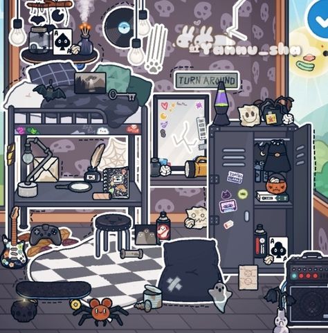 Goth Toca Boca Room, Toca Boca Room Ideas Goth, Toca Boca Wednesday Room, Grunge Toca Boca Room, Toca Boca Emo Room, Room Ideas Alt, Toca Boca Room Ideas Modern Mansion, Room Ideas Goth, Emo Room Ideas