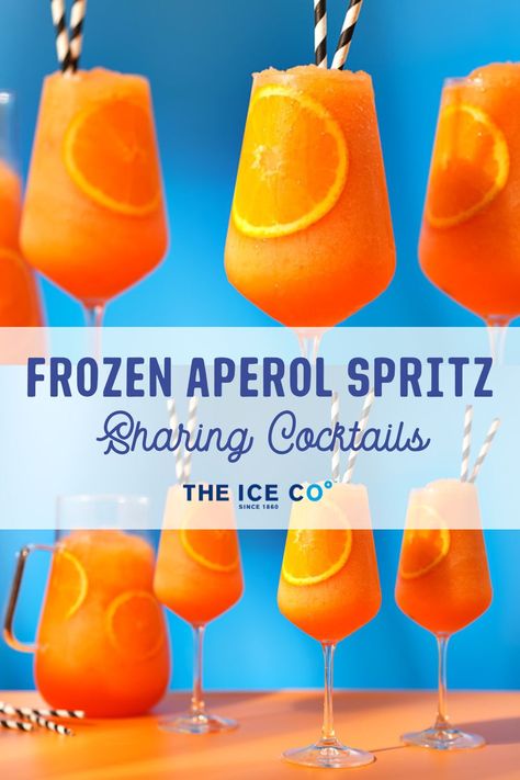 frozen aperol spritz prosecco sharing cocktail recipe Frozen Aperol Spritz, Orange Wheels, Frozen Cocktails, Aperol Spritz, We Made It, Slushies, Again And Again, Sparkling Wine, Italian Food