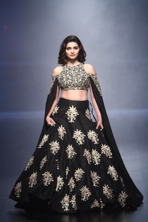 Prachi Desai in Black and Silver Lehenga Black And Gold Lehenga, Gold Lehenga, Prachi Desai, Cute Maternity, Grey Bar, Ghagra Choli, Clothes Cute, Indian Gowns, Indian Couture