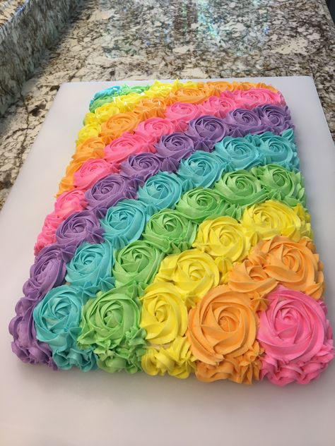 Renbow Cake Design, Cake With Rainbow Frosting, Eighth Birthday Cake, Round Rainbow Cake, Rainbow Cakes Ideas, Rainbow High Doll Cake, Rainbow Sheet Cake Ideas, Rainbow Barbie Birthday Party, Cake Designs Rainbow