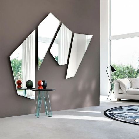 Mirror Decor #mirrornowug #ugandafurniture Modern Mirror Design, Geometric Mirror, Wall Mirrors Set, Mirror Wall Living Room, Entryway Mirror, Hallway Wall Decor, Mirror Design Wall, Mirror Design, Modern Furniture Stores