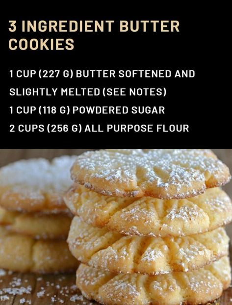 Crispy Butter Cookies, 3 Ingredient Butter Cookies, All Purpose Flour Recipes, Three Ingredient Cookies, 3 Ingredient Peanut Butter Cookies, 3 Ingredient Cookies, Favorite Pie Recipes, Danish Butter Cookies, Sour Cream Pound Cake