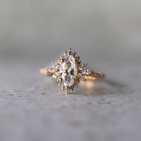 Pretty Engagement Rings, Marquise Cut Engagement Ring, Starburst Design, Marquise Diamond Ring, Cute Engagement Rings, Future Engagement Rings, Engagement Rings Marquise, Vintage Diamond Rings, Dream Engagement Rings