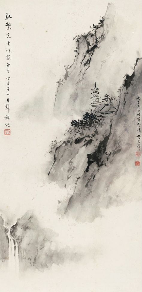 Chinese Ink Painting, Japanese Ink Painting, Asian Landscape, Sumi E Painting, Simple Sketch, Japan Painting, Ink Wash Painting, Chinese Landscape Painting, Chinese Art Painting