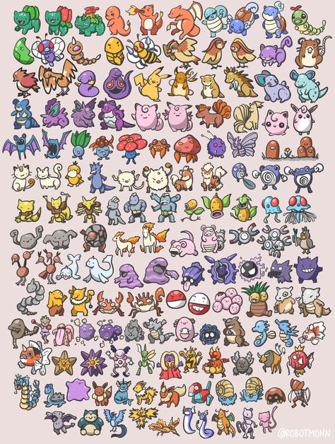 Pokemon Color By Number, Pokemon 2000, Original 151 Pokemon, Original 151, 151 Pokemon, Game Card Design, Brick Garden, Art Games, Original Pokemon