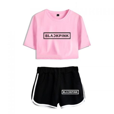 BLACKPINK MERCH | FAST and FREE Worldwide Shipping Blackpink Merch, Pink Tracksuit, Jennie Jisoo, Kpop Bts, Crop Top And Shorts, Summer Suits, Tracksuit Women, Women Sleeve, Black Pink Kpop