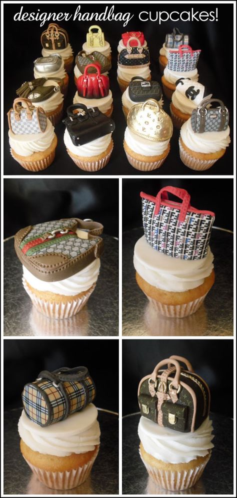 Designer Handbag Cupcakes - the detail is amazing!! Cake Mini, Cupcakes Decorados, Creative Cupcakes, Cake Blog, Fun Cupcakes, Pretty Cakes, Creative Cakes, Cute Cakes, Cakes And More