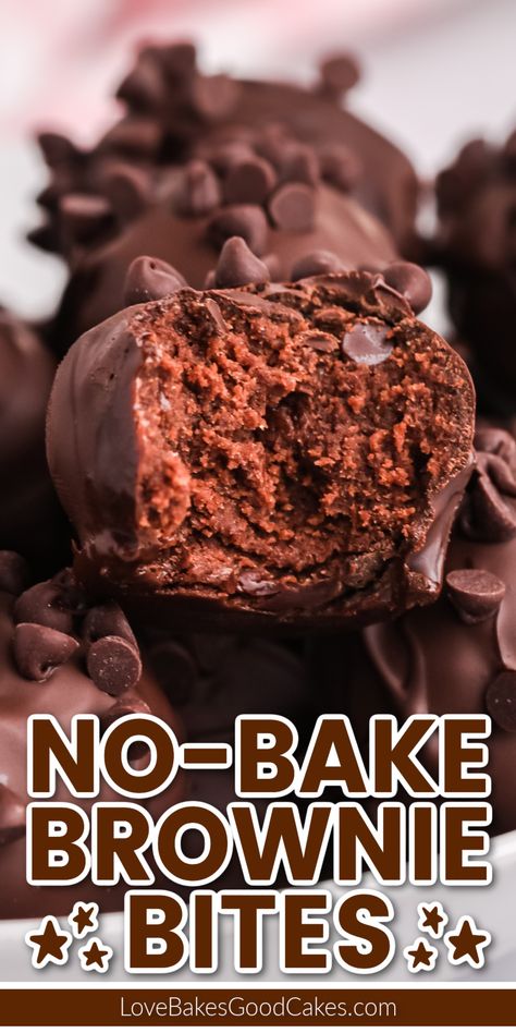 No-Bake Brownie Bites No Bake Brownie Bites 3 Ingredients, Things To Do With Melted Chocolate, No Oven Brownies, No Bake Chocolate Recipes, Quick No Bake Dessert Recipes, Easy Sweet Treats Quick No Bake, No Oven Dessert Recipes, Brownie Bites No Bake, No Oven Desserts