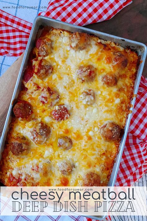 Pizza Meatballs Recipe, Meatball Pizza Bake, Pizza Meatballs, Deep Dish Meatball Pizza, Meatball Pizza Bake Crockpot, What To Do With Meatballs, Meatball Pizza Recipes, Pillsbury Pizza Crust Recipes, White Sauce Pizza Recipe