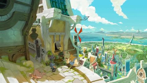 dofus-livre-1-julith-2015-(2) Adorable Drawings, Fantasy Town, Game Google, Location Inspiration, Environment Art, Fantasy City, Landscape Scenery, Fantasy Art Landscapes, Animation Background