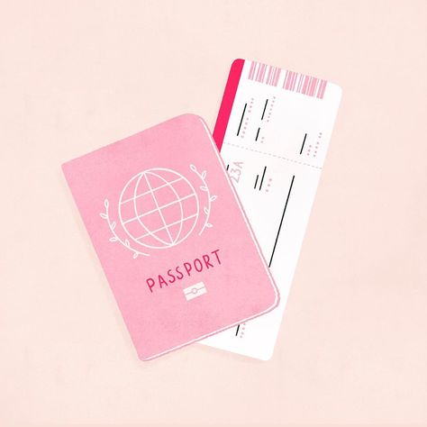 Passport, boarding pass, holiday, airport Travel Collage, Drawing Prompts, Tumblr Stickers, Travel Icon, Travel Wallpaper, Illustration Art Drawing, Travel Illustration, Instagram Frame, Cute Patterns Wallpaper