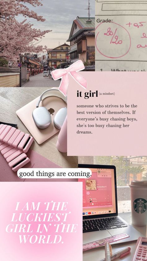 pink vision board Pink Vision Board, Pink Academia, Pretty School Supplies, Vision Board Wallpaper, Diy Room Decor For Teens, Iphone Wallpaper Classy, Good Morning Gorgeous, Pink Wallpaper Girly, Custom Ipad