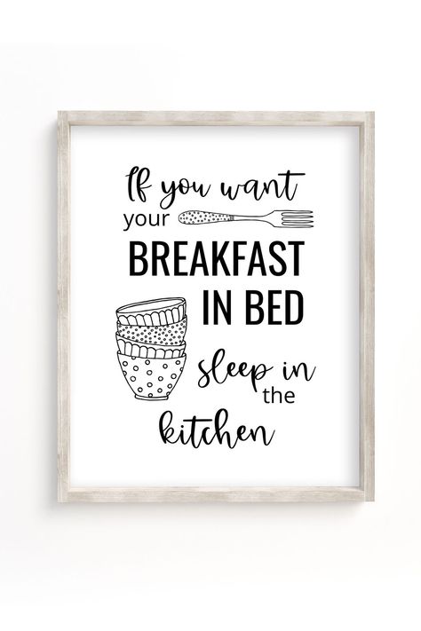 Breakfast in Bed. Print / Kitchen Wall Art / Kitchen Poster / Print / Kitchen Quote Poster / Home Decor / Funny Quotes Kitchen Quotes Funny, Interior Design Pictures, Kitchen Rules, Hobbies For Kids, Kitchen Quotes, Wall Art Kitchen, Poster Home Decor, Wine Quotes, Kitchen Posters