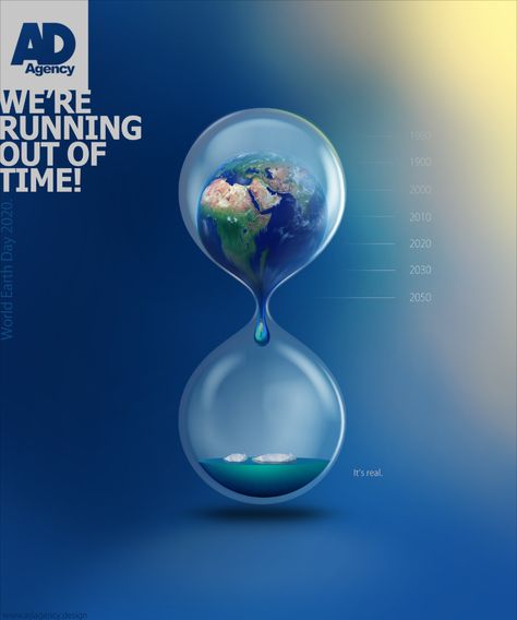 World Earth Day Creative Poster, World Earth Day Creative Ads, World Water Day Creative Ads, Earth Day Creative Ads, Poster Creative Design, Motion Ideas, Poster Creative, World Earth Day, Running Out Of Time