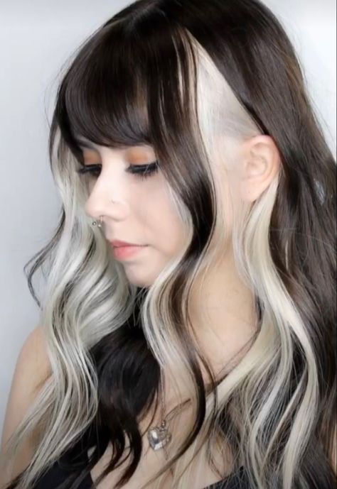 Blonde Underneath, Text Aesthetic, Half And Half Hair, Hair Color Underneath, Hair Color Streaks, Split Hair, Dye My Hair, Hair Dye Colors, Hair Inspiration Color