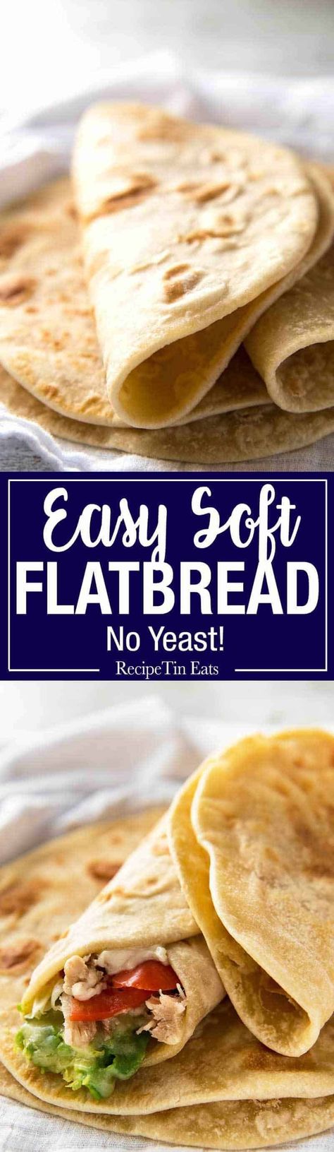 This flatbread recipe is made without yeast, yet is soft and pliable and wonderfully moist. recipetineats.com Yoghurt Flatbread, Soft Flatbread Recipe, Soft Flatbread, Quick Flatbread, Yogurt Flatbread, Gluten Free Pita Bread, Greek Flatbread, Seafood Appetizers Easy, Easy Flatbread Recipes