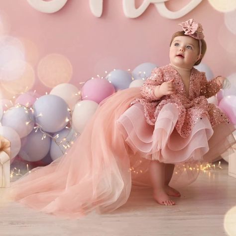 Flower Girl Dresses Cute Pink Glitter Sequined Shiny Puffy Organza With Bow Fit Wedding Party Princess Ball Gowns - AliExpress Sequin Flower Girl Dress, Sleeveless Flower Girl Dresses, Pink Ball Gown, Pink Flower Girl Dresses, Glamour Style, Detachable Train, Dresses Cute, Princess Ball Gowns, Flower Girl Dresses Tulle