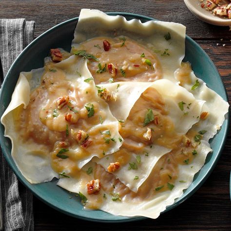 Butternut Ravioli, Sweet Ravioli, Sweet Potato Ravioli, Potato Ravioli, Butternut Squash And Sweet Potato, Butternut Squash Cinnamon, Fall Favorites Recipes, Winning Recipes, Butternut Squash Ravioli