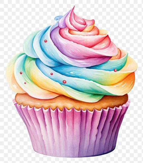 Cupcakes Watercolor, Cupcake Clip Art, Cupcake Watercolor, Cupcake Rainbow, Watercolor Cupcake, Cake Watercolor, Cupcake Png, Cupcake Clipart, Drip Art