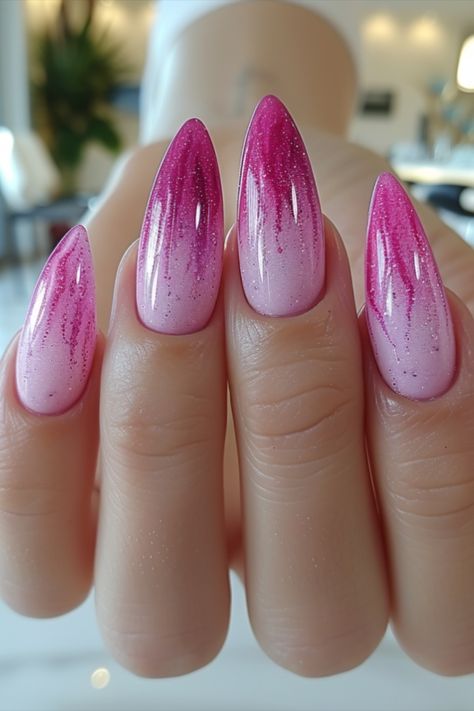 Pink Ombre Nails Pink Ombre Nail Art, Unghie Sfumate, Pink Chrome Nails, Pink Ombre Nails, Romantic Nails, Fancy Nails Designs, Plaid Nails, Ombre Acrylic Nails, Nail Art Ombre