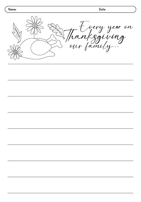 Thanksgiving Writing Prompts Elementary Printable Writing Prompts Elementary, Thanksgiving Writing Prompts, Thanksgiving Writing Activity, Elementary Writing Prompts, Thanksgiving Worksheets, Thanksgiving Writing, Learning Sight Words, Printable Thanksgiving, Thanksgiving Printables