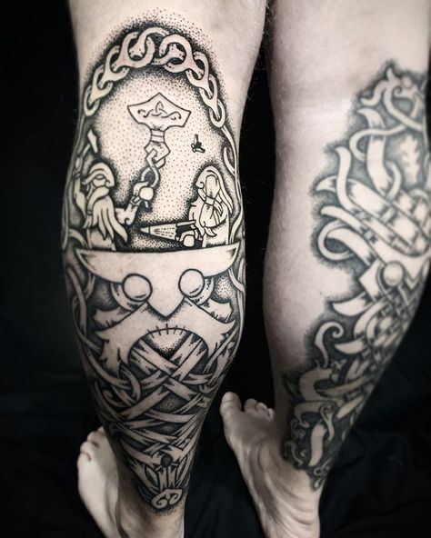 101 Best Norse Tattoo Ideas You Have To See To Believe! - Outsons Northman Tattoo, Jormungandr Tattoo, Nordic Tattoos, Yggdrasil Tattoo, Viking Compass Tattoo, Traditional Viking Tattoos, Norse Mythology Tattoo, Pagan Tattoo, Scandinavian Tattoo