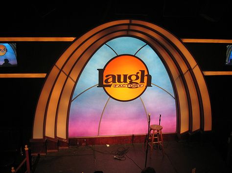 The Laugh Factory logo is both playful and formal, balancing novelty serifs with a strong, quiet sans-serif. Daniel Tosh, Factory Logo, Laugh Factory, Club Aesthetic, Clubbing Aesthetic, Comedy Club, Stand Up Comedy, Weekend Getaways, Day Trips