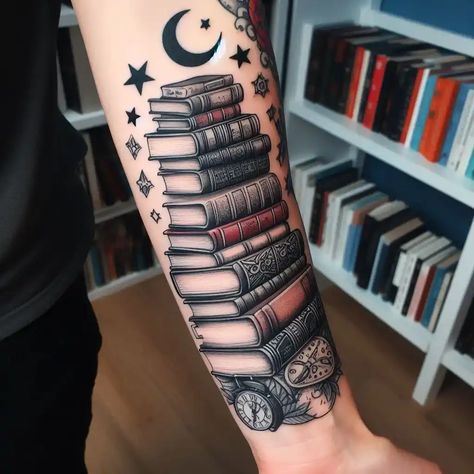 16 Creative Bookish Tattoos [For Passionate Readers] Book Tattoo Sleeve, Family Sleeve Tattoo, Chest Neck Tattoo, Mexican Tattoo, Bookish Tattoos, Feather Bookmark, Quill And Ink, In Conclusion, Pretty Tattoos For Women