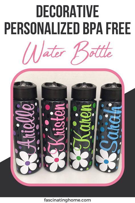 If you’re like most people who drink a lot of water, you’ll enjoy this adorable decorative personalized BPA free water bottle. Take anywhere! Drink A Lot Of Water, Personalised Drink Bottles, Unusual Names, Polka Dot Background, Bottle Ideas, Personalized Gift Ideas, Drink More Water, Gifts For Moms, Cricut Joy