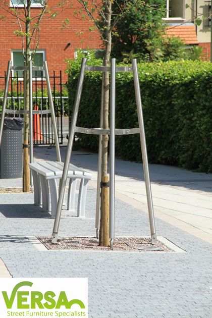 Minsk stainless steel tree guard for protecting trees whilst they grow. These products designed and manufactured by Versa where installed at Whalley Range High School in Manchester. Tree Guards, Tree Stakes, Tree Support, Tree Base, Metal Works, Street Furniture, Metal Words, Outdoor Pergola, Creative Packaging Design