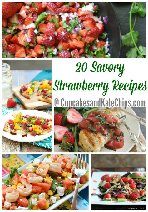 20 Savory Strawberry Recipes | cupcakesandkalechips.com | #strawberries #salad #fruit #chicken #salmon #appetizers and more! Savory Strawberry Recipes, Berries Recipes, Summer Dinner, Yummy Eats, Healthy Side Dishes, Strawberry Recipes, Fruit Recipes, Tasty Dishes, Om Nom