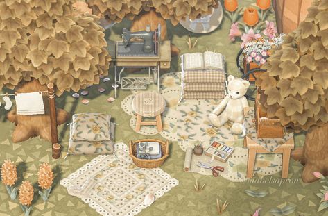 daisy👒 on Twitter: "sewing corner 🪡🧵 #ACNHDesigns #AnimalCrossingDesigns #AnimalCrossingNewHorizons… " Acnh Laundry, Anch Ideas, Cottagecore Ideas, Sewing Corner, Acnh Inspiration, Acnh Cottagecore, Animal Crossing 3ds, Animals Crossing, Qr Codes Animal Crossing