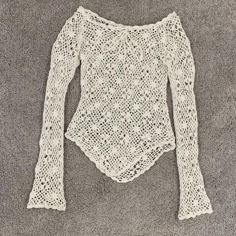 Crochet Tops Ideas, Crochet Long Sleeve Tops, Crochet Princess, Fairy Top, Sweater Crochet, Crochet Fashion Patterns, Floral Crochet, Summer Inspo, Crochet Tops