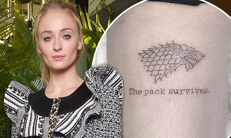 Sophie Turner's Game Of Thrones tattoo SPOILED show for fans Game Of Thrones Tattoo, Beef Strips, Tea Reading, Tattoo Videos, Sophie Turner, Will Turner, Geometric Tattoo, Game Of Thrones, T Shirts For Women