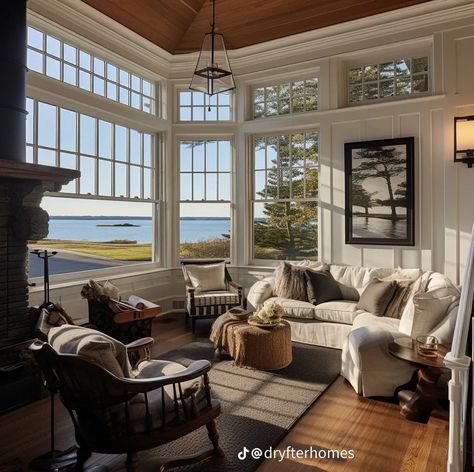 East Coast Home Aesthetic, Lake House Interior Design Ideas, Pretty Houses Interior, Lake House Office, New England Interior, Houses Architecture, Lake House Interior, Cottagecore Home, Nancy Meyers