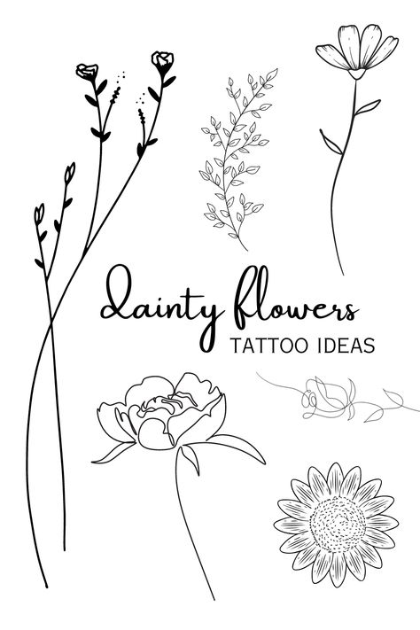 flower tattoos, tattoo ideas, girly tattoos, girls with tattoos, line art tattoo ideas, line drawn tattoos Tattoo Ideas Line, Line Art Tattoo Ideas, Dainty Flower Tattoo, Tattoos Line Art, Drawn Tattoos, Dainty Flower Tattoos, Art Tattoo Ideas, Line Art Tattoo, Flower Tattoo Ideas