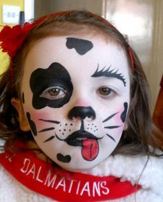 Dalmatian Face Painting and costume | Flickr - Photo Sharing! Dalmation Face Paint, Dalmation Makeup, Diy Dalmatian Costume, 101 Dalmatians Costume, Dog Face Paints, Dalmatian Halloween, Halloween Makeup For Kids, Dog Makeup, Dalmatian Costume